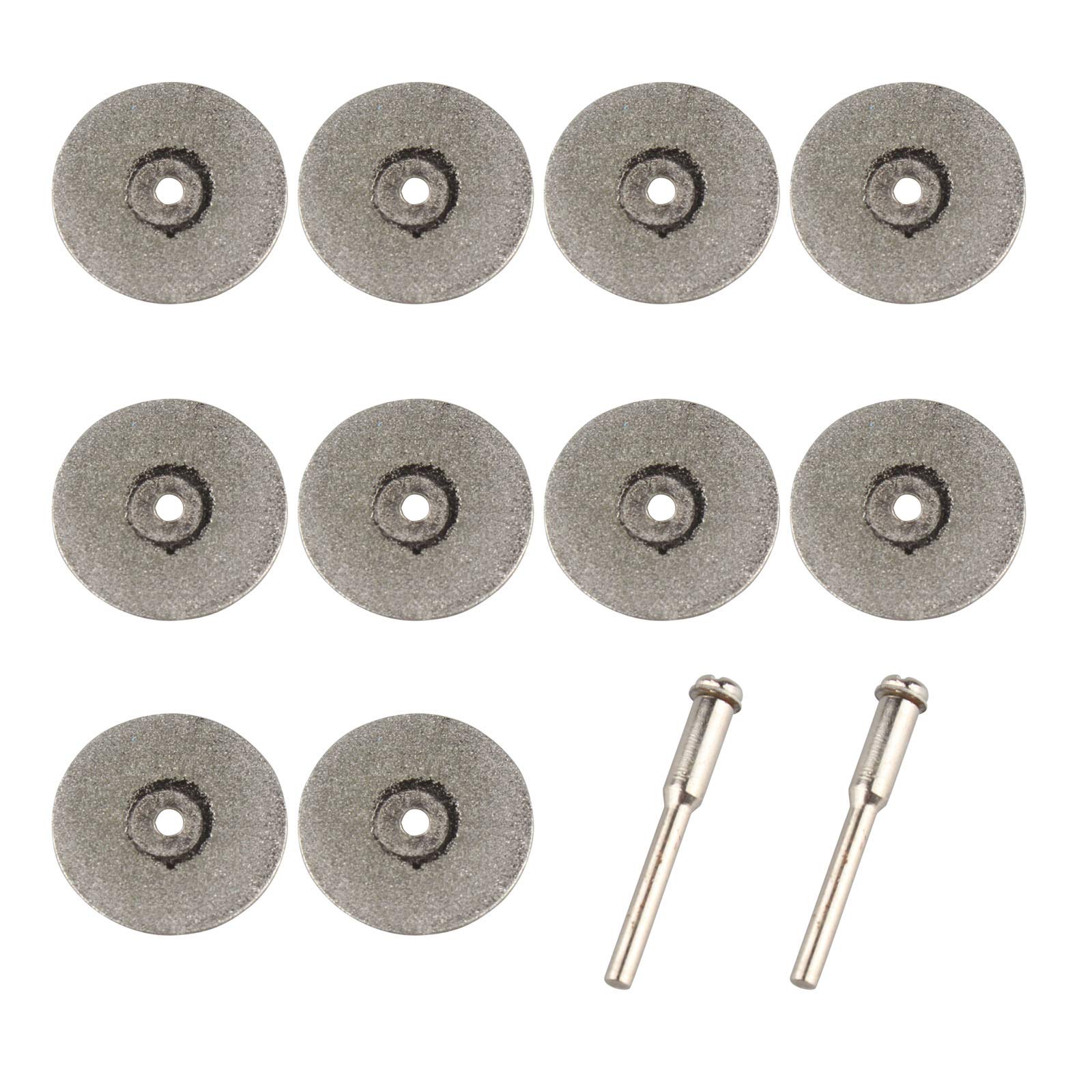 HALJIA 10pcs 25mm Diamond Saw Cutting Off Disc Wheels 2 Mandrel Shaft For Dremel Rotary Tools Stone Jade Rock Glass Cut Trim Shape