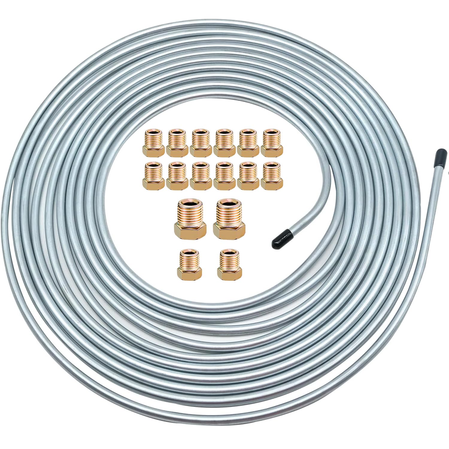 Photo 1 of 1/4" Tubing Kit - 25 Ft. of 1/4 Flexible Copper Coated Brake Line Tube for hydraulic brakes Fuel Transmission System and 16 Inverted Flare Fittings