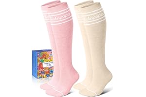 Lalapapa Thick Soft Cotton Compression Socks for Women Men 15-20mmHg Knee High Breathable Cotton Socks for All Day Comfort