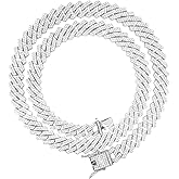 HH BLING EMPIRE Silver Gold Cuban Link Chain for Men/Women, Iced Out Mens Diamond Chain Necklace-Miami Cuban Link Chains Hip Hop Jewelry