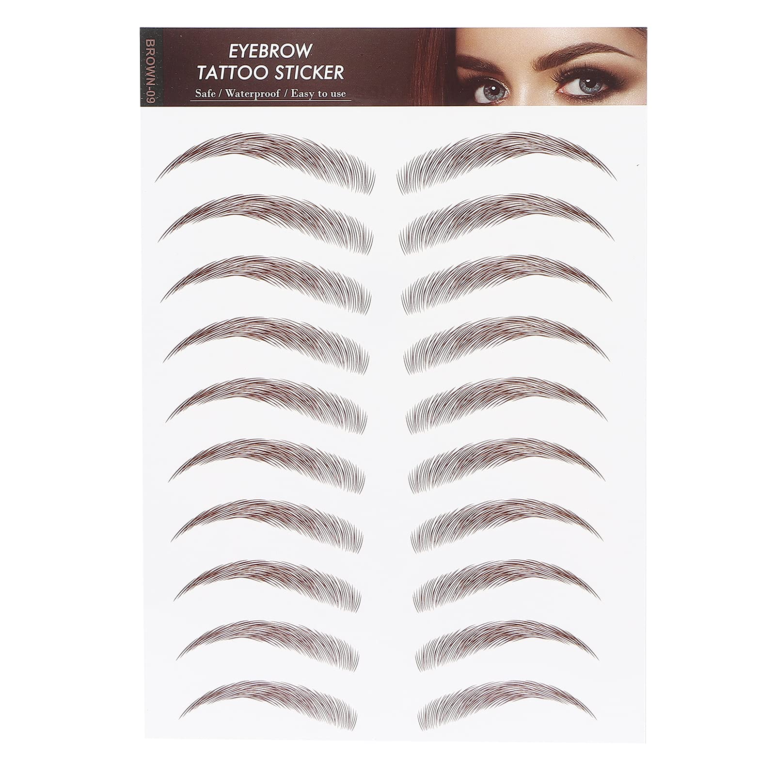 Eyebrows Waterproof Eyebrow Tattoo Stickers, Long Lasting Natural Eyebrow Transfers Stickers, Temporary Eyebrow Grooming Shaping Makeup Sticker for Women Girls Brown (I)