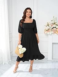 Women's Plus Size Maxi Dress Summer Half Lantern