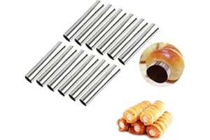 PhantomSky 12 Pack Cannoli Tube Non Stick Stainless Steel Cream Horn Mold Danish Pastry Cannoli Form Screw Croissant Shell Cr