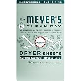 MRS. MEYER'S CLEAN DAY Dryer Sheets, Fabric Softener, Birchwood, 80 Count | Adds Freshness to Clothes and Softens Fabric, Reduces Static, Infused with Essential Oils