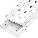 Zooawa Lot de 2 housses de matelas à langer en coton bio respirant avec boucle de sécurité pour bébé, nouveau-né, bébé, éléph