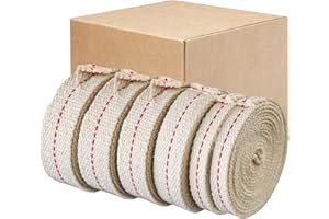 GXFCCYXT 39 Feet (6 Rolls Oil Lamp Wicks), Includes 3 Sizes 1/2'' 3/4'' 7/8'' Inch Oil Lantern Wick, Soft Flat Cotton Wicks for Oil Lamps and Oil Burners, 6.6 Feet per Roll