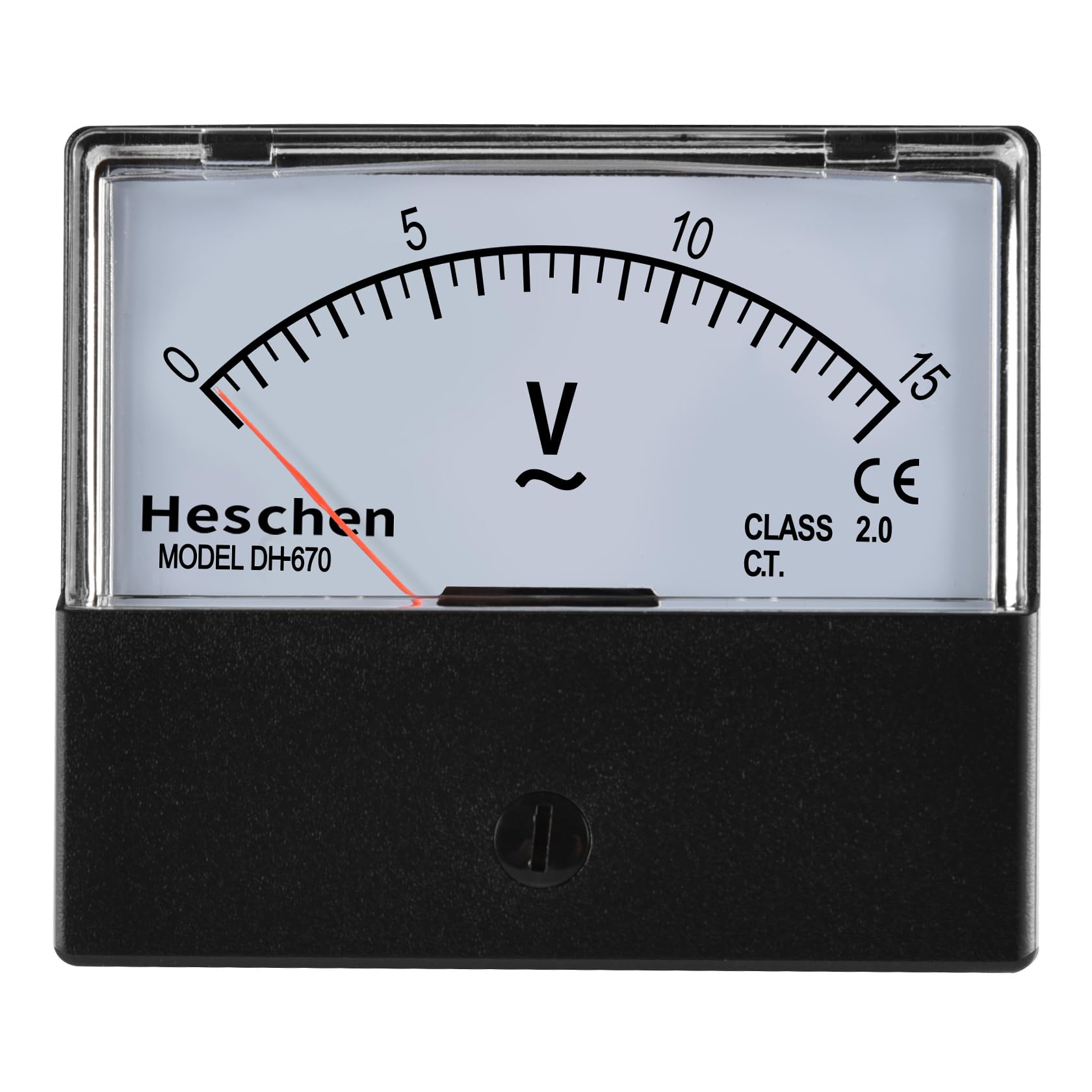 Heschen Rectangular Voltmeter Analogue Panel Volt Voltmeter DH-670 Type AC 0-15V Class 2.5 CE Listed