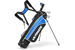 OFFICEJOY Kids Golf Clubs, Golf Stand Bag with 3# Fairway Wood, 7# & 9# Irons, Putter, Head Cover & Rain Hood, Youth Golf Clubs for Boys & Girls, Junior Golf Clubs for Ages 8-10, Right Hand, Blue