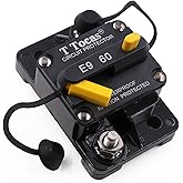 T Tocas 60 Amp Thermal Circuit Breaker with Manual Reset for Boat Marine RV Yacht Battery Truck Solar, 12V - 48V DC, Waterpro