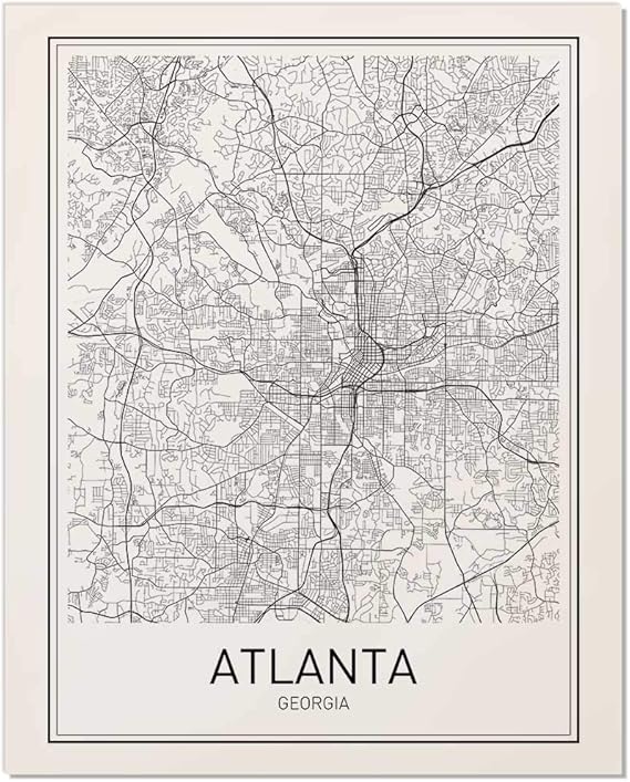 Atlanta Poster, Map of Atlanta, Atlanta Map, City Map