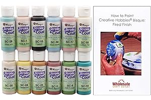 CREATIVE HOBBIES Mayco Stroke and Coat Glaze for Ceramics Kit 2 | 12 Assorted 2 oz Jars with How to Paint Pottery Book