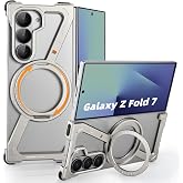 XAOVUIR for Samsung Galaxy Z Fold 7 Case with Stand, Magnetic Rotatable Kickstand Z Fold7 Case Frameless, Aluminum Metal Slim Phone Cover for Galaxy Z Fold 7, Sliver