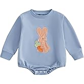 Infant Baby Boy Easter Outfit Long Sleeve Bunny Onesie Newborn Baby Boy Rabbit Print Romper Clothes