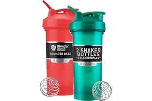 BlenderBottle Classic V2 Shaker Bottle Perfect for Protein Shakes and Pre Workout, 28-Ounce (2 Pack), Red, Green