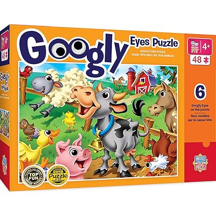 MasterPieces Googly Eyes - Farm Animals - 48 Piece Kids Puzzle