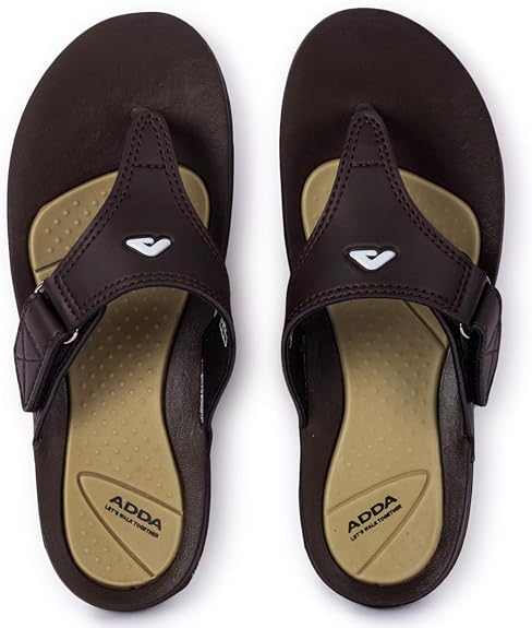 Amazon.com | ADDA 2D Star-1 Women's Brown/Beige PVC Slipper Flip-Flop (UK 4) | Flip-Flops