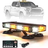 LUMENIX 72 LED Rooftop Emergency Strobe Light Bar w/Controller, White Amber | Magnetic Mount Warning Beacon Flashing Lighs for Construction Vehicles Tow Utility Pickup Trucks Snowplow