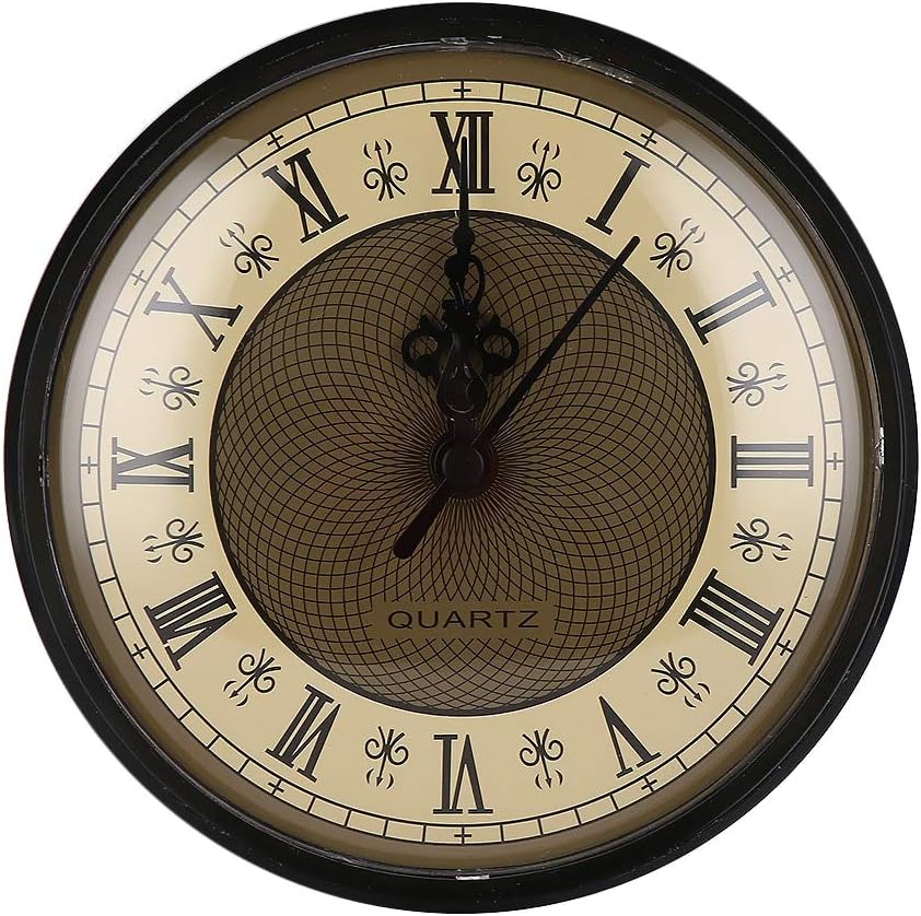 Clock Movement - 130mm Clock Quartz Movement Insert Roman Numeral White Face Black Trim DIY Clock Accessories Practical Clock