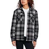 Sage Collective Women's Long Sleeve Plaid Shirt Jacket – Sherpa Lined Fleece Shacket With Pockets