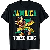 Jamaica Young King Jamaican Boy African Proud Jamaican Flag T-Shirt