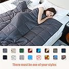 YnM Weighted Blanket (15 lbs for 140 lbs individual, 48''x72'', Twin Size), Great Sleep Therapy for People with Anxiety, Autism, ADHD, Insomnia or Stress, Organic Cotton & Glass Beads Heavy Blanket