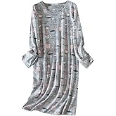 Century Star Long Sleeve Nightgowns for Women Soft Cotton Night Shirts Sleepwear Cartoon Night Gown Sleep Shirt Pajama Dress