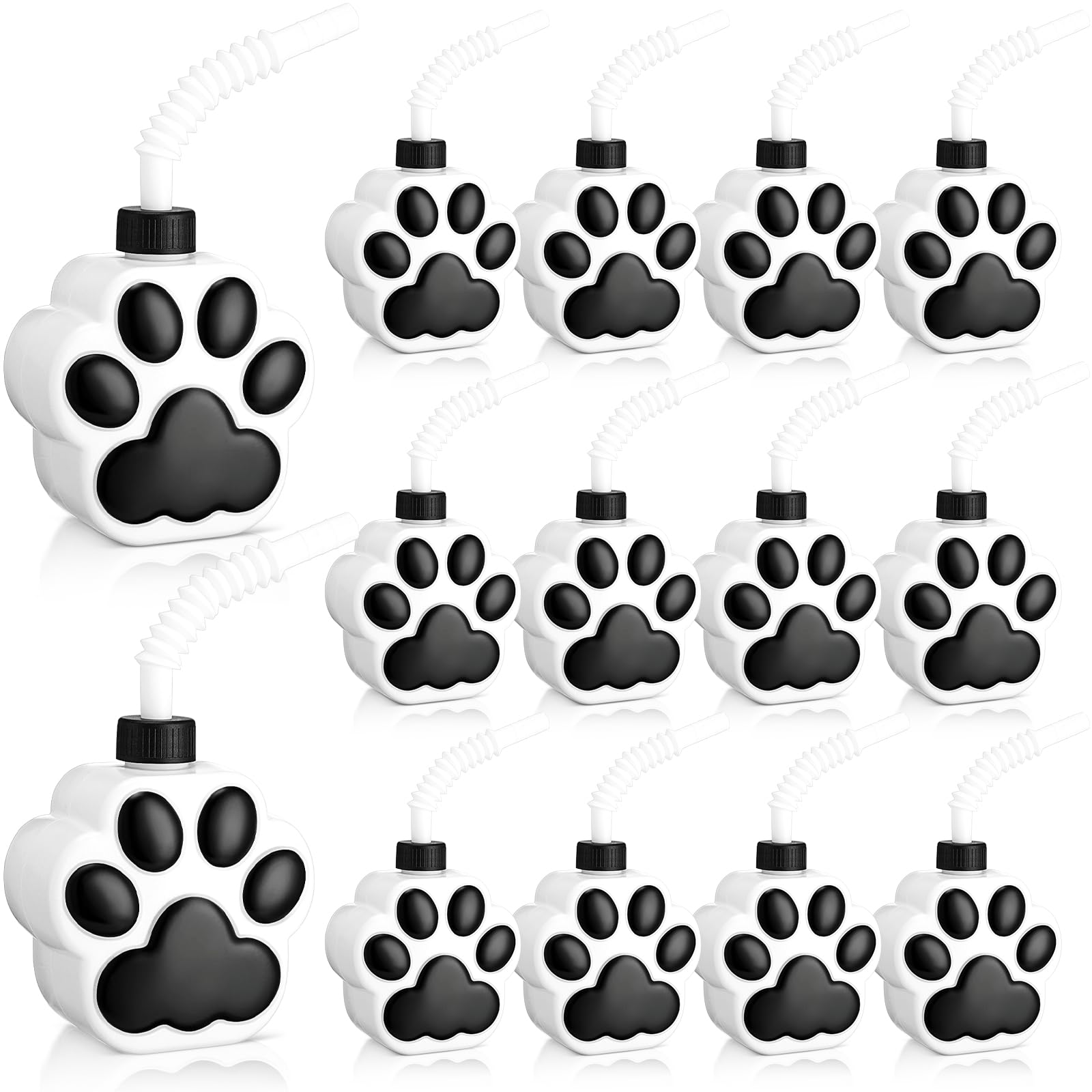 Photo 1 of Zubebe 12 Pcs Dog Paw Cups with Straws and Lids Bulk 10 oz Plastic Reusable Pup Cups for Dogs Cute Paw Print Straw Cup Puppy Birthday Party Decoration for Puppy Pals Patrol Party Favors Supplies