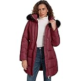 ALSOGO Women's Winter Coats Warm Mid-Length Down Jackets Outwear With Removable Fur Trim Hood