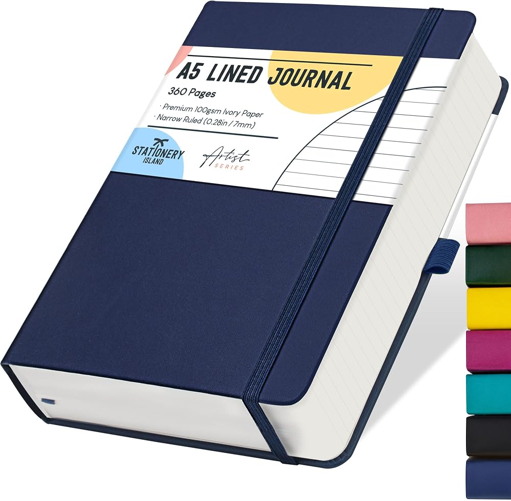 ISLAND A5 Lined Notebook 360 Pages Blueberry Hardcover 100gsm