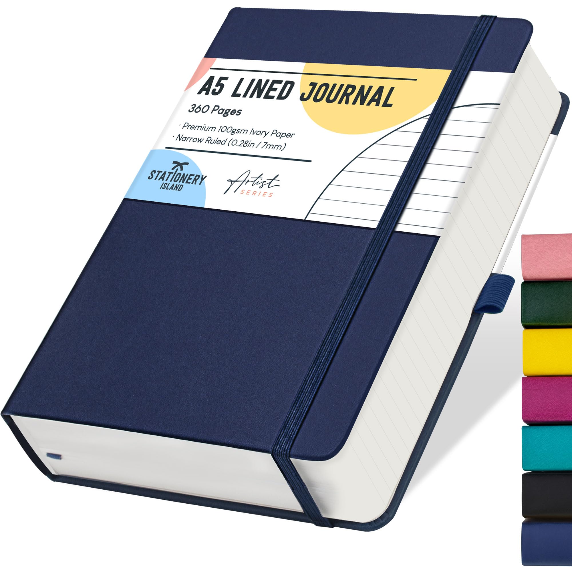 STATIONERY ISLAND A5 Lined Notebook, 360 Pages Thick Journal Notebook, Ruled Journal Blueberry Hardcover with 100gsm for Writing, Working, Studying, Diary