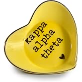 Sorority Shop Kappa Alpha Theta Jewelry Dish - Heart-Shaped High-Gloss Finish Ceramic Tray with Gold Detailing, Multi-Function Ceramic Ring Dish for Home or Office, Ideal for Jewelry and Keys