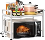 Multibao Expandable Microwave Oven Rack 2 Tier Adjustable 40-64cm White