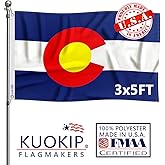 Double Sided Colorado State Flag 3x5 Made in USA Outdoor Heavy Duty 3 Ply Polyester Colorado CO Flags with White Starting Tape and 2 Brass Grommets