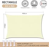 RICHIE Sun Shade Sail Rectangle 2m x 4m Waterproof Beige 98% UV Block view 3