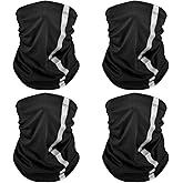 SATINIOR 4 Pcs Neck Gaiter for Men Reflective Face Mask Cover, UV Sun Protection Neon Balaclava Hi Vis Bandana for Work