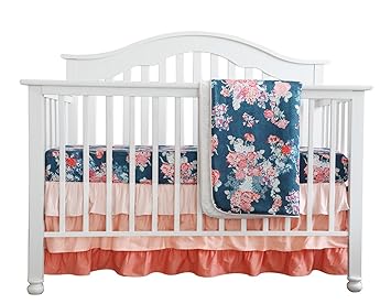 coral and teal nursery bedding