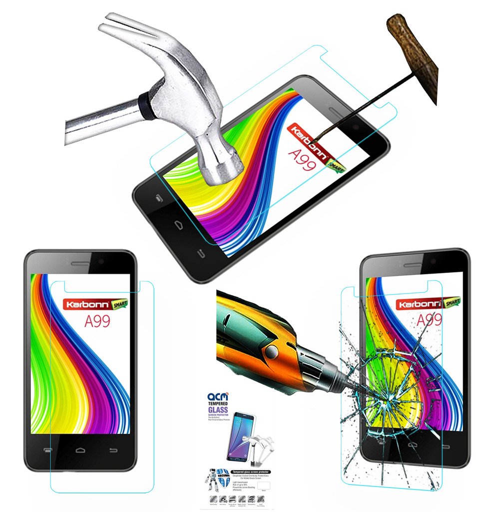 Acm Tempered Glass Screenguard Compatible with Karbonn Smart A99 Mobile