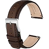 Anbeer Genuine Leather Watch Band,Quick Release Strap with Stainless Steel Buckle, Multiple Sizes & Colors for Men Women