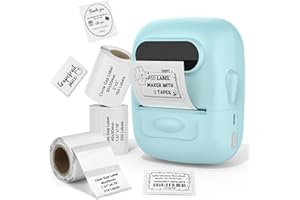 MARKLIFE Label Maker Machine with Tape Barcode Label Printer - Mini Portable Bluetooth Thermal Labeler for Address Clothing Jewelry Retail Barcode Small Business Home Office (Blue+3 Labels(W/C/T))