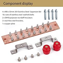 Bitiontry 10" Copper Ground Bar Kit,900A Grounding
