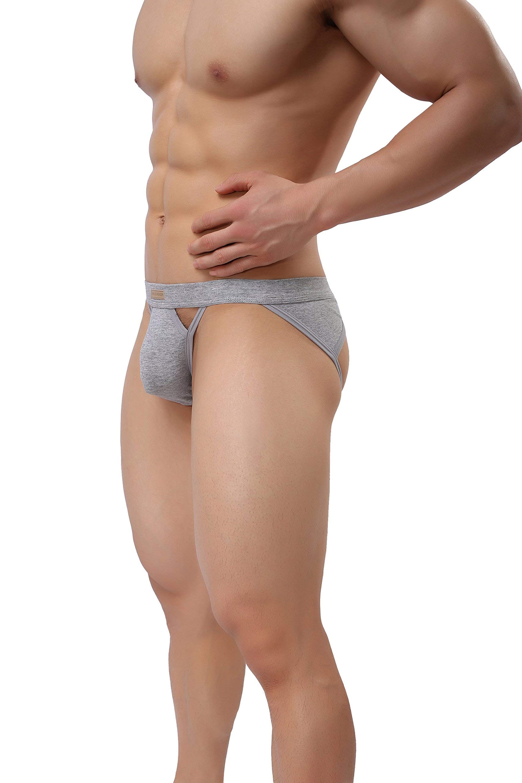 Gym Jockstraps Athletic Supporters for Men, Jock Straps Underwear Elastic Waistband Cotton Thong Briefs Gray