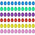 Foraineam 60 Pieces Plastic Egg Shakers - Colorful Easter Egg Maracas Musical Instruments - Percussion Music Eggs Noisemaker