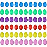 Foraineam 60 Pieces Plastic Egg Shakers - Colorful Easter Egg Maracas Musical Instruments - Percussion Music Eggs Noisemaker