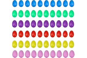 Foraineam 60 Pieces Plastic Egg Shakers - Colorful Easter Egg Maracas Musical Instruments - Percussion Music Eggs Noisemaker 