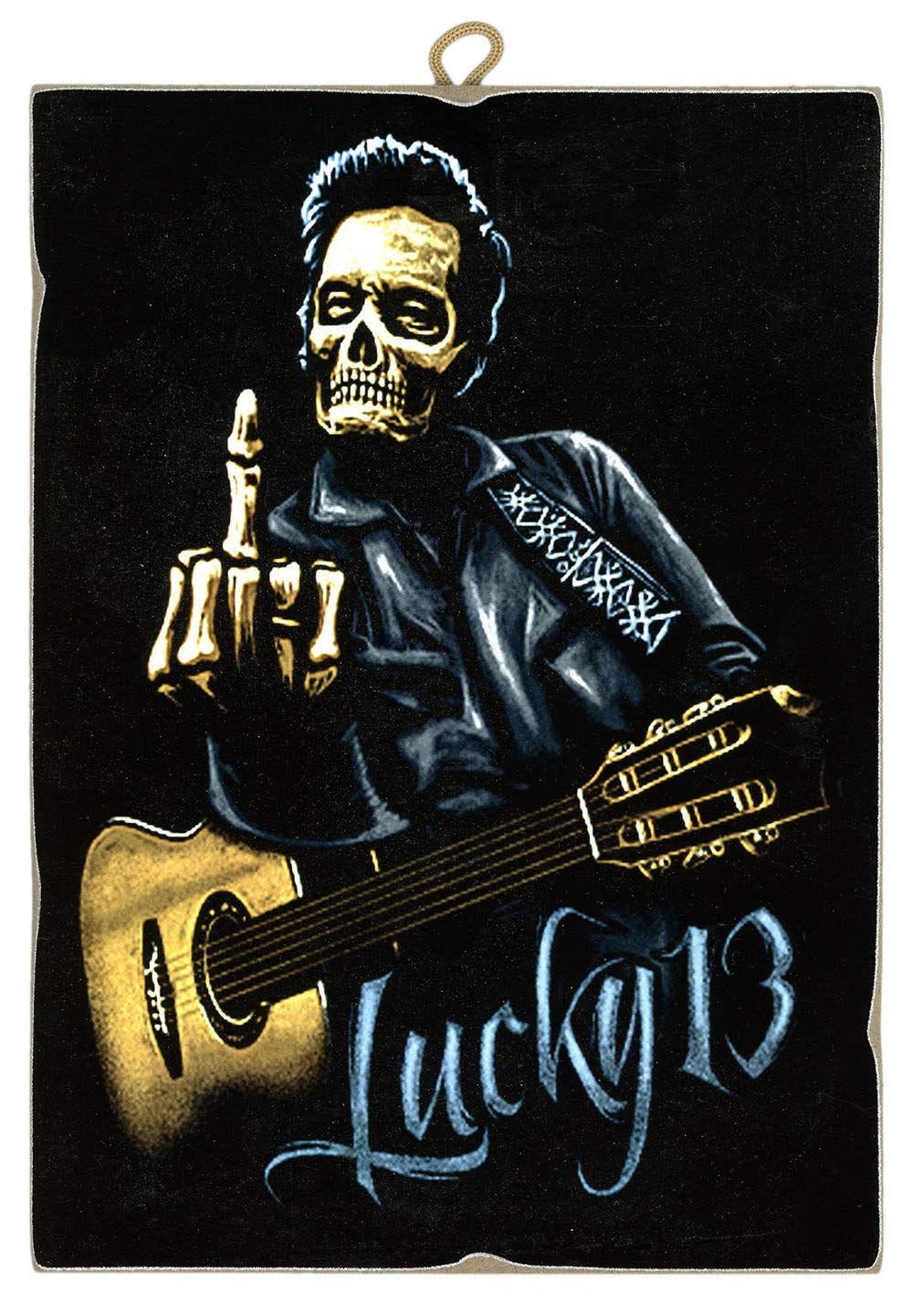 KUSTOM ART Vintage Style Picture Collectible Lucky 13 Laser Shaped Wood Print Made in Italy - Gift Idea