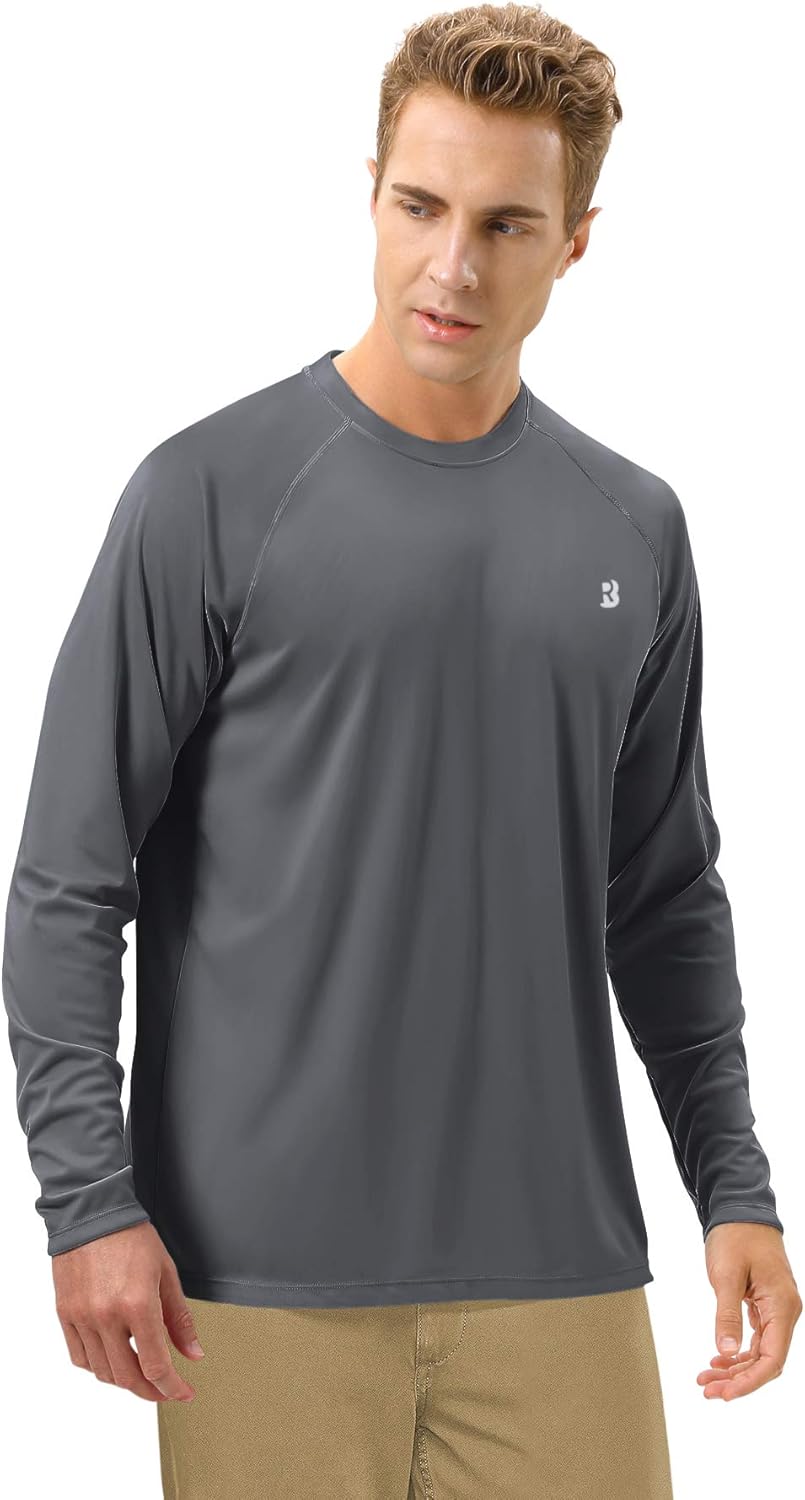 Roadbox UPF 50+ Fishing Shirts for Men Long Sleeve UV Sun Protection Tops: Clothing