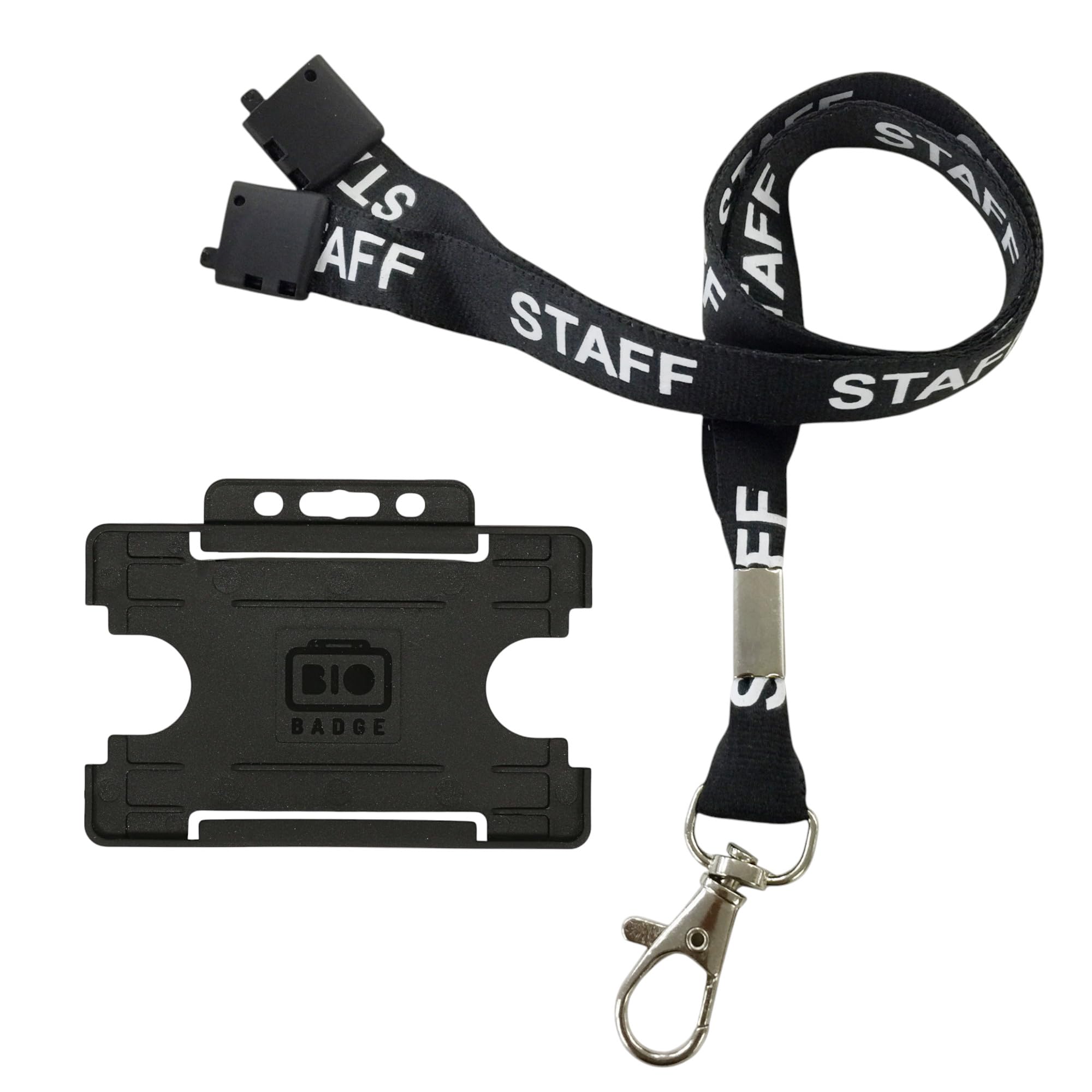 Customcard Ltd Staff Lanyard Black and Single-Sided ID Badge Holder - Single Safety Break & Metal Clip -Ideal for School, Office, Events - Secure Lanyard Staff Badge Holder with Card Slot (Pack of 10) — image 1