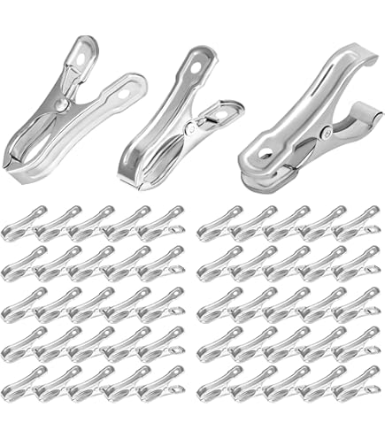 55 Clip Da Giardino In Acciaio Inox - Apertura 2,5 Cm - Per Fissare Teli, Reti E Coperture In Serra