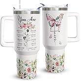 Heqianco Christian Gifts For Women Religious Gifts Encouraging Inspiration Gift - 40 oz Christian Tumbler With Handle Faith Tumbler Cup With Straw Christian Travel Coffee Mug With Lid