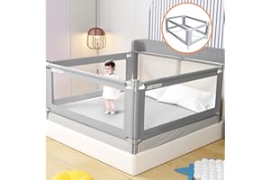 Abdtech Bed Guard Rail for Toddlers - 4 Sides Safety Baby Bed Rail Guard with Reinforced Large S-Shape, Height Adjustment Guardrail for Queen Size Bed -4 Pack, 78.7x78.7x59x59”